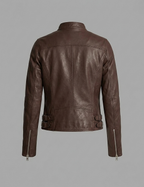 Women's Heritage Brown Leather Biker Jacket