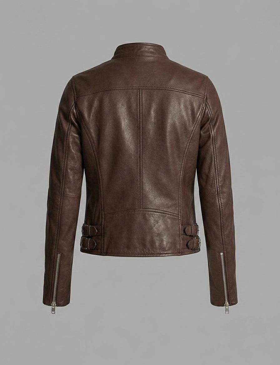 Women's Heritage Brown Leather Biker Jacket