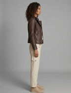 Women's Heritage Brown Leather Biker Jacket