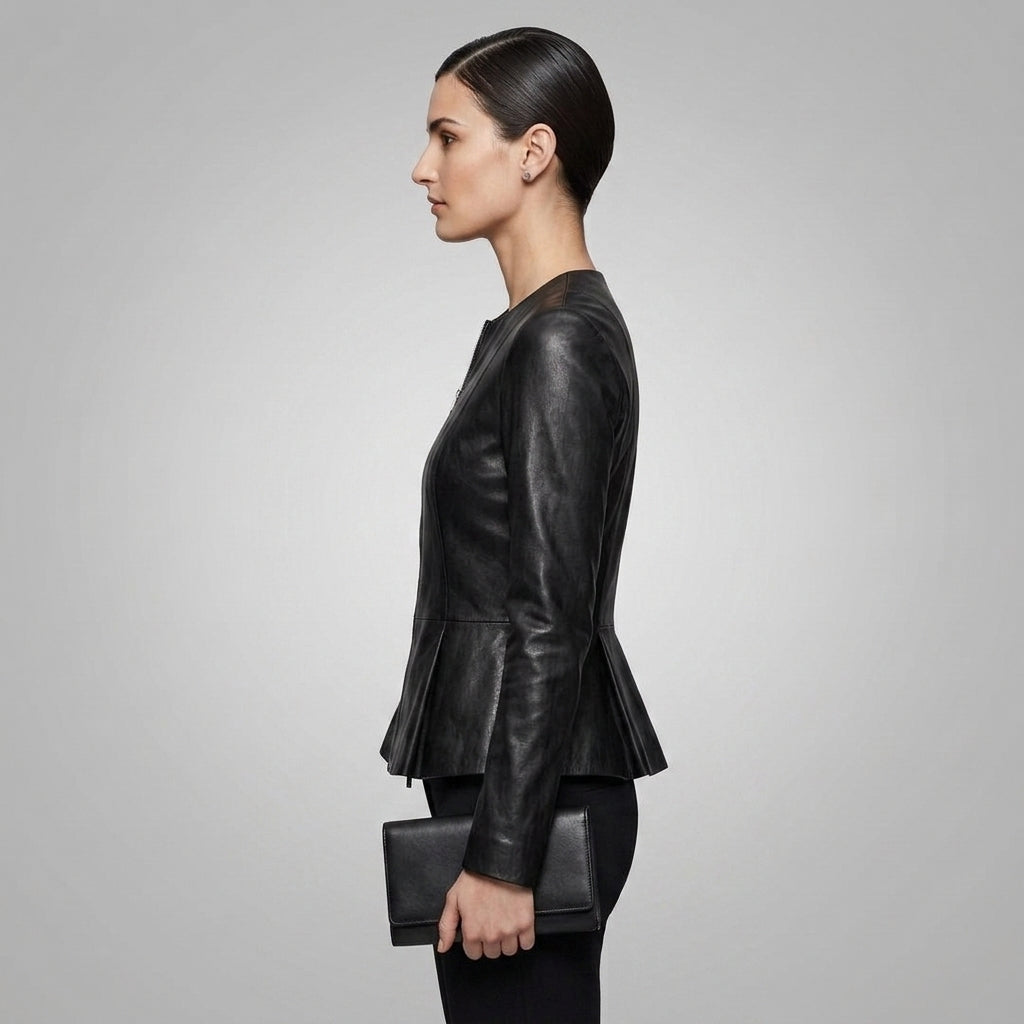 Women's Midnight Black Leather Shirt