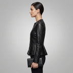 Women's Midnight Black Leather Shirt
