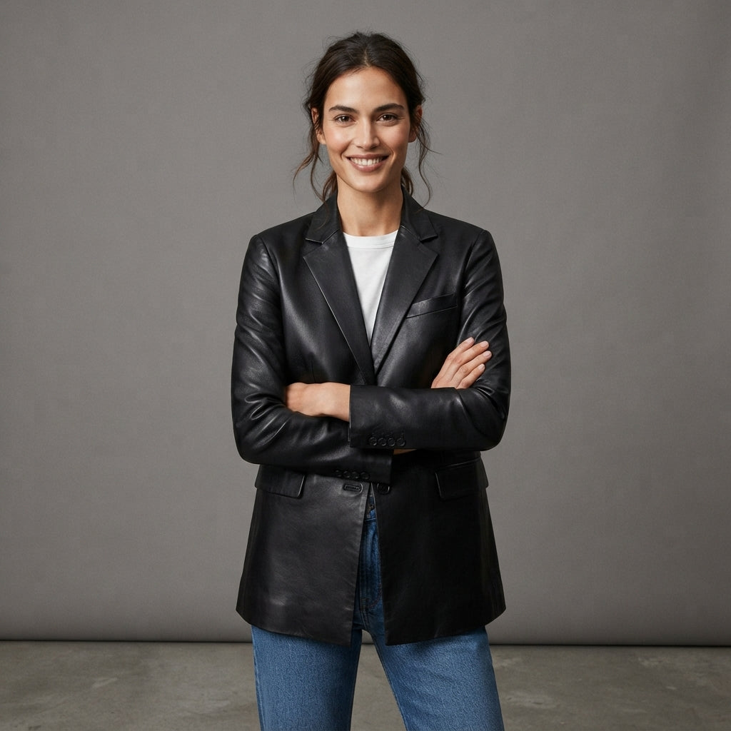 Women's Modern Leather Suiting Blazer