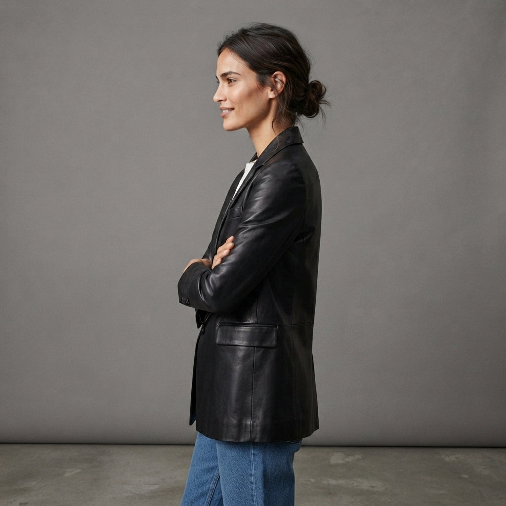 Women's Modern Leather Suiting Blazer