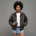 Women's Oversized Distressed Leather Jacket