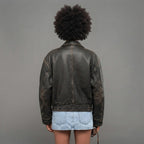 Women's Oversized Distressed Leather Jacket