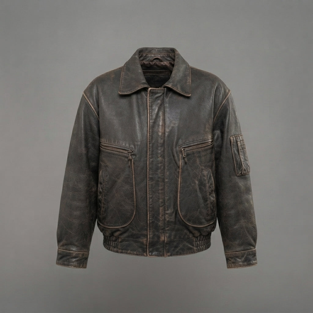 Women's Oversized Distressed Leather Jacket