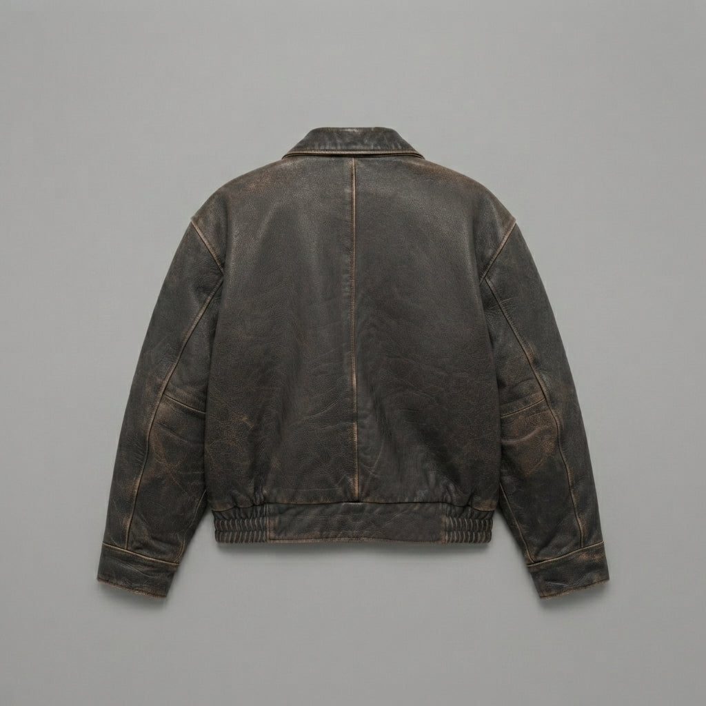 Women's Oversized Distressed Leather Jacket
