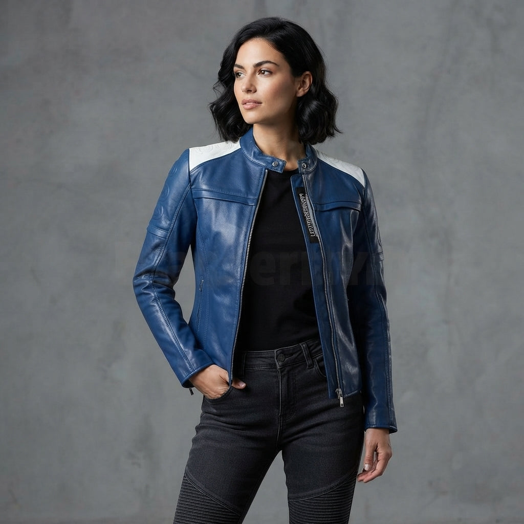 The Retro Blue Biker Jacket