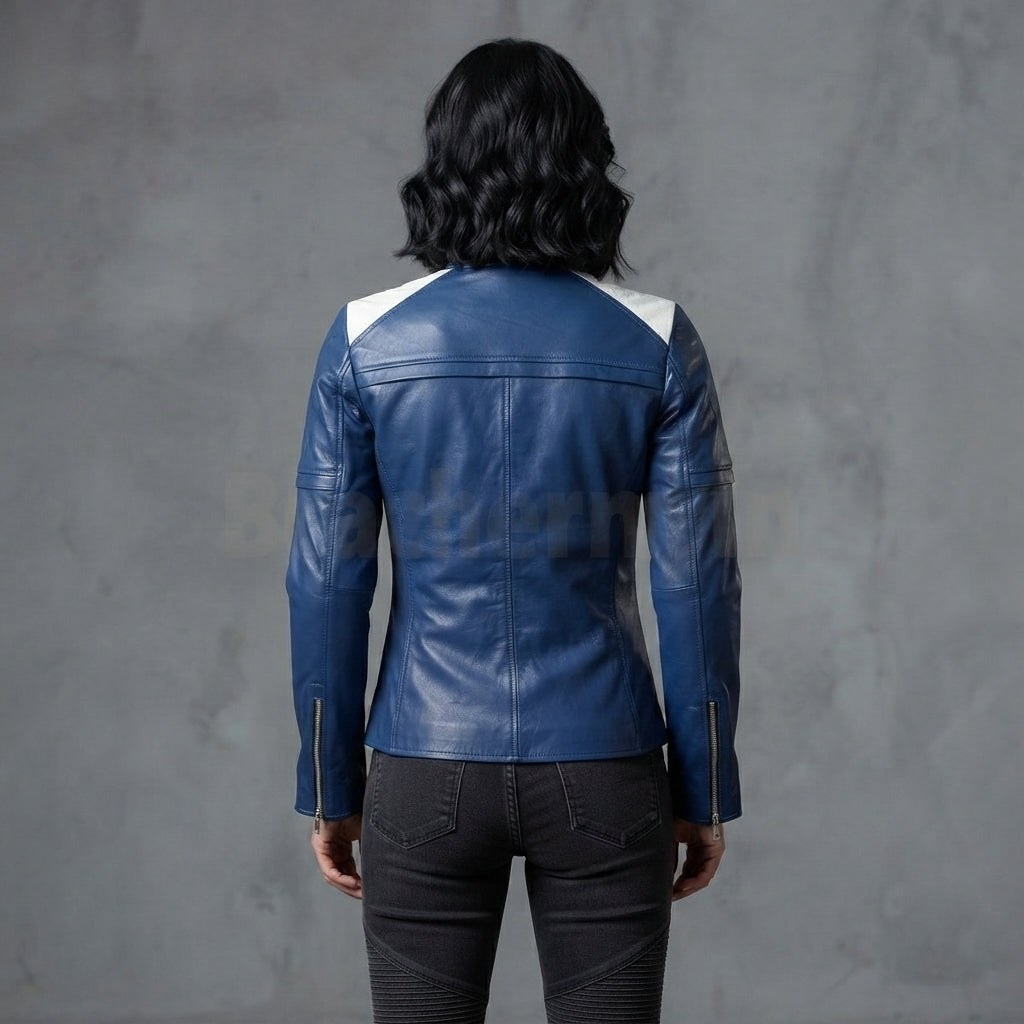 The Retro Blue Biker Jacket
