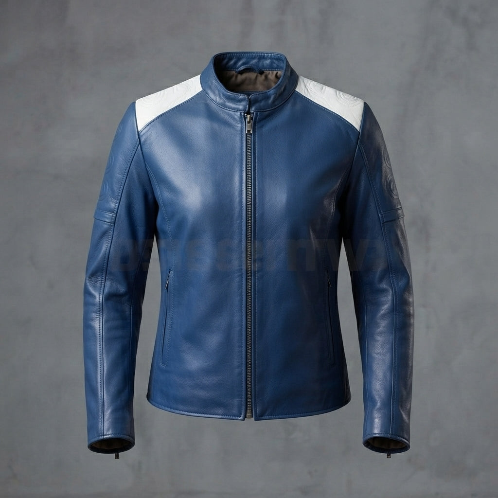 The Retro Blue Biker Jacket