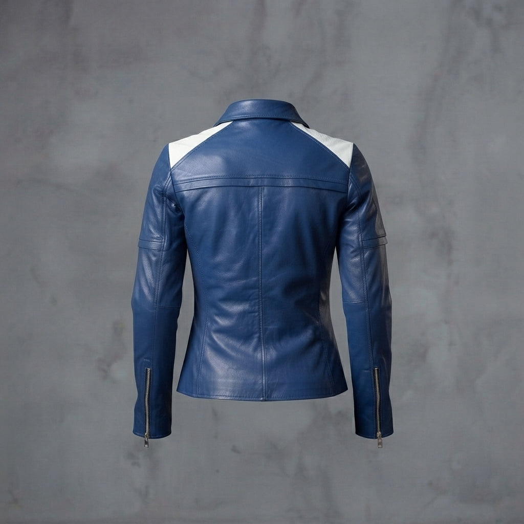 The Retro Blue Biker Jacket