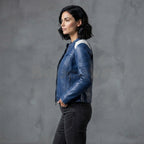 The Retro Blue Biker Jacket