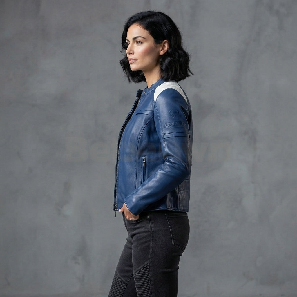 The Retro Blue Biker Jacket