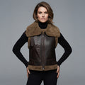 Women's Brown Shearling Leather Vest