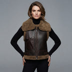 Women's Brown Shearling Leather Vest