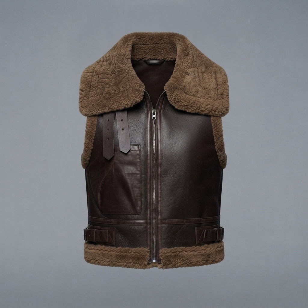 Women's Brown Shearling Leather Vest