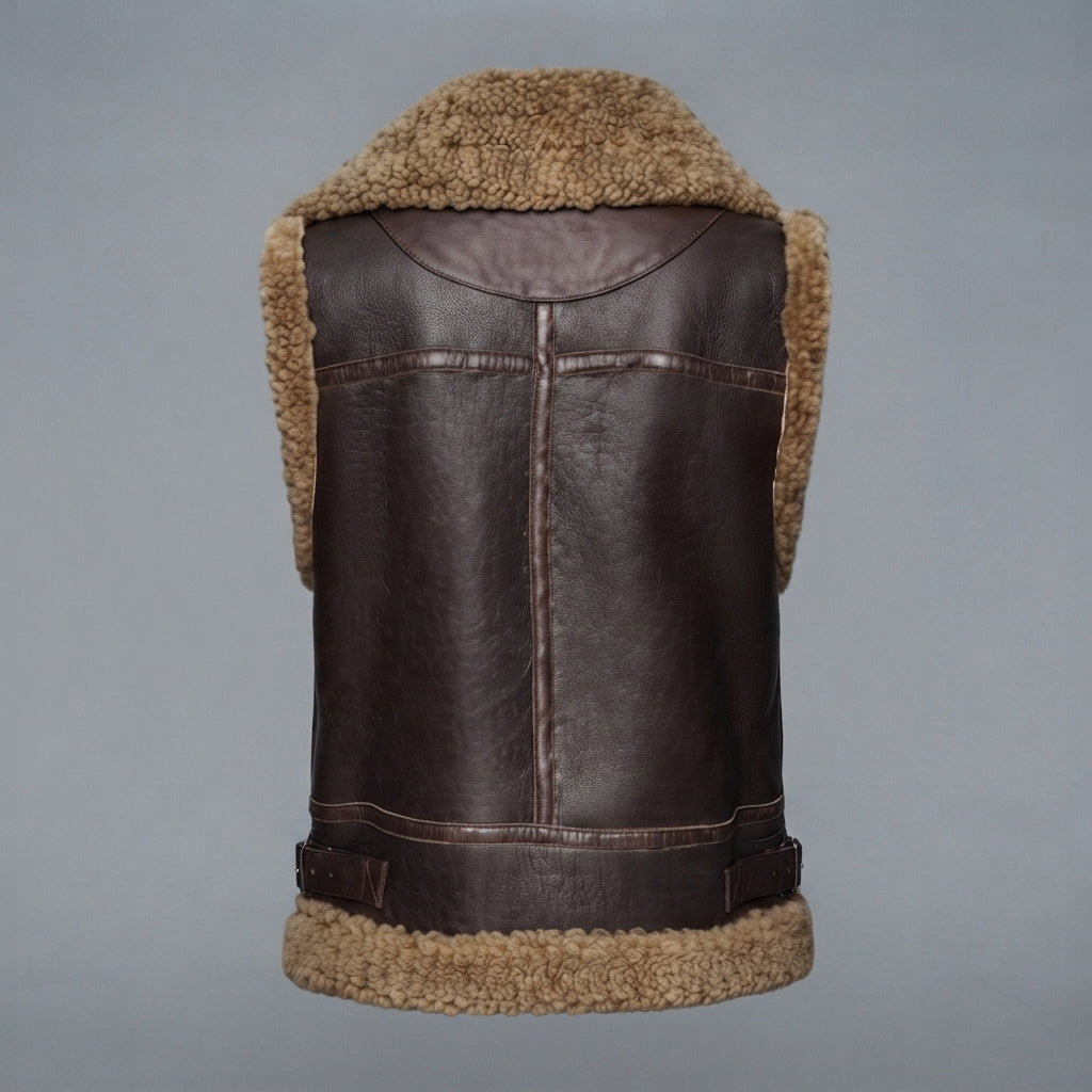 Women's Brown Shearling Leather Vest