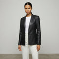 Women's Slim-Fit Leather Blazer