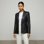 Women's Slim-Fit Leather Blazer
