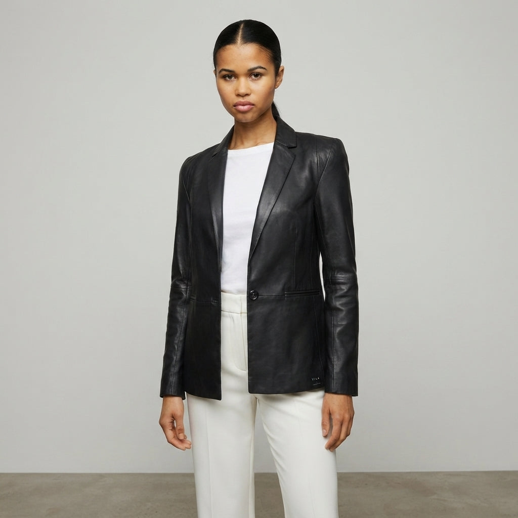 Women's Slim-Fit Leather Blazer