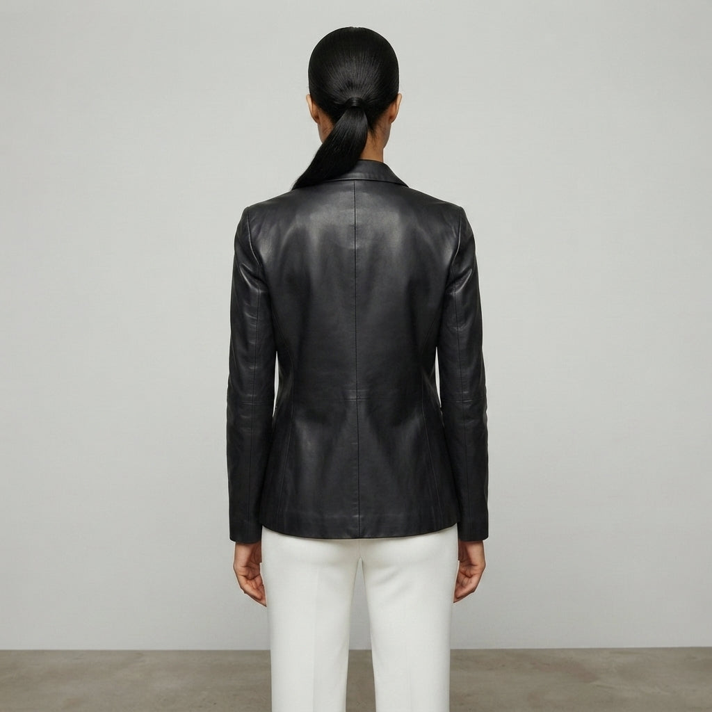 Women's Slim-Fit Leather Blazer