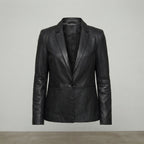 Women's Slim-Fit Leather Blazer