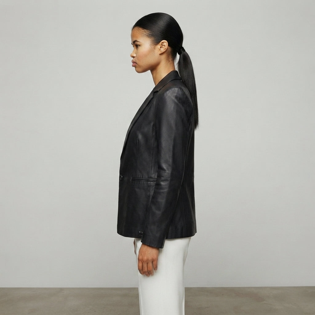 Women's Slim-Fit Leather Blazer