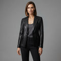 Women's Black Leather Blazer