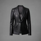 Women's Black Leather Blazer