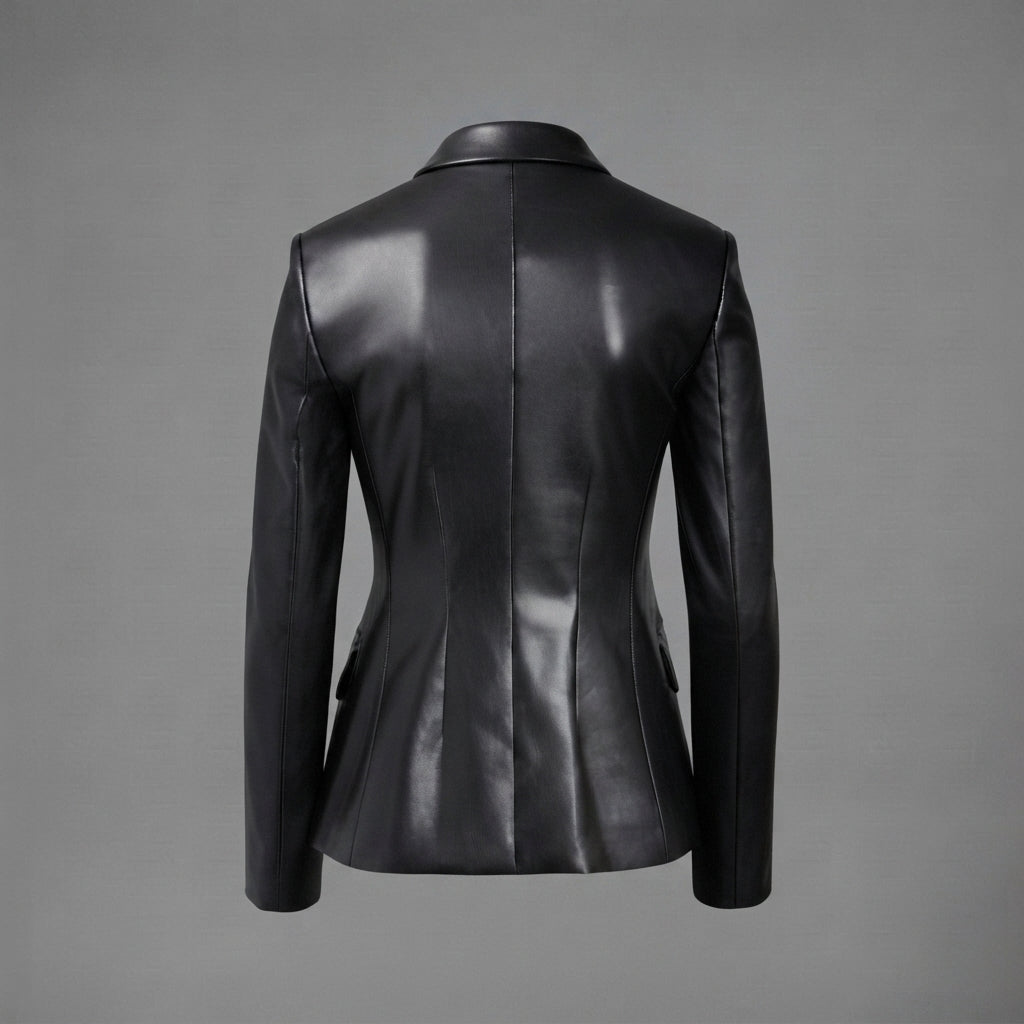 Women's Black Leather Blazer