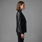Women's Black Leather Blazer