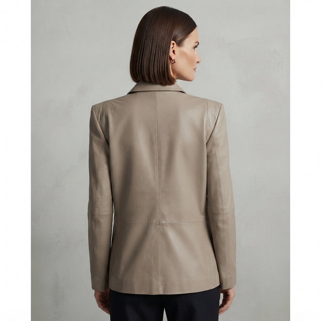 Women's Tailored Leather Blazer Jacket