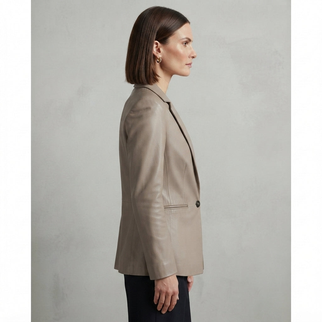 Women's Tailored Leather Blazer Jacket