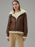 Women's Brown Shearling Aviator Jacket