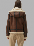 Women's Brown Shearling Aviator Jacket