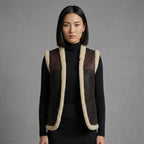 Women's Two-Tone Shearling Leather Vest