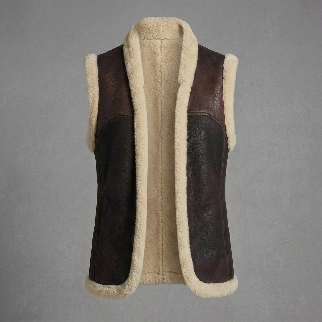 Women's Two-Tone Shearling Leather Vest