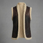 Women's Two-Tone Shearling Leather Vest