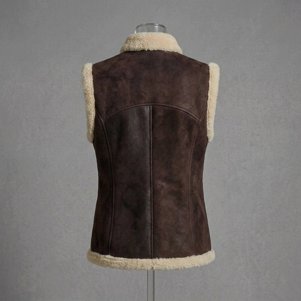 Women's Two-Tone Shearling Leather Vest
