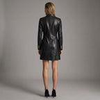 Women's Black Leather Blazer Coat