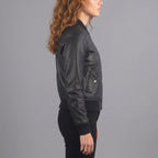 Women's Black Leather Aviator Bomber Jacket