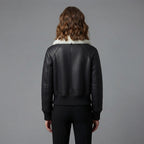 Women's Black Shearling Collar Bomber Jacket
