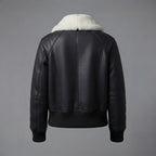 Women's Black Shearling Collar Bomber Jacket
