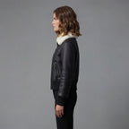 Women's Black Shearling Collar Bomber Jacket