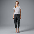 Women's Black Leather Cropped Pants