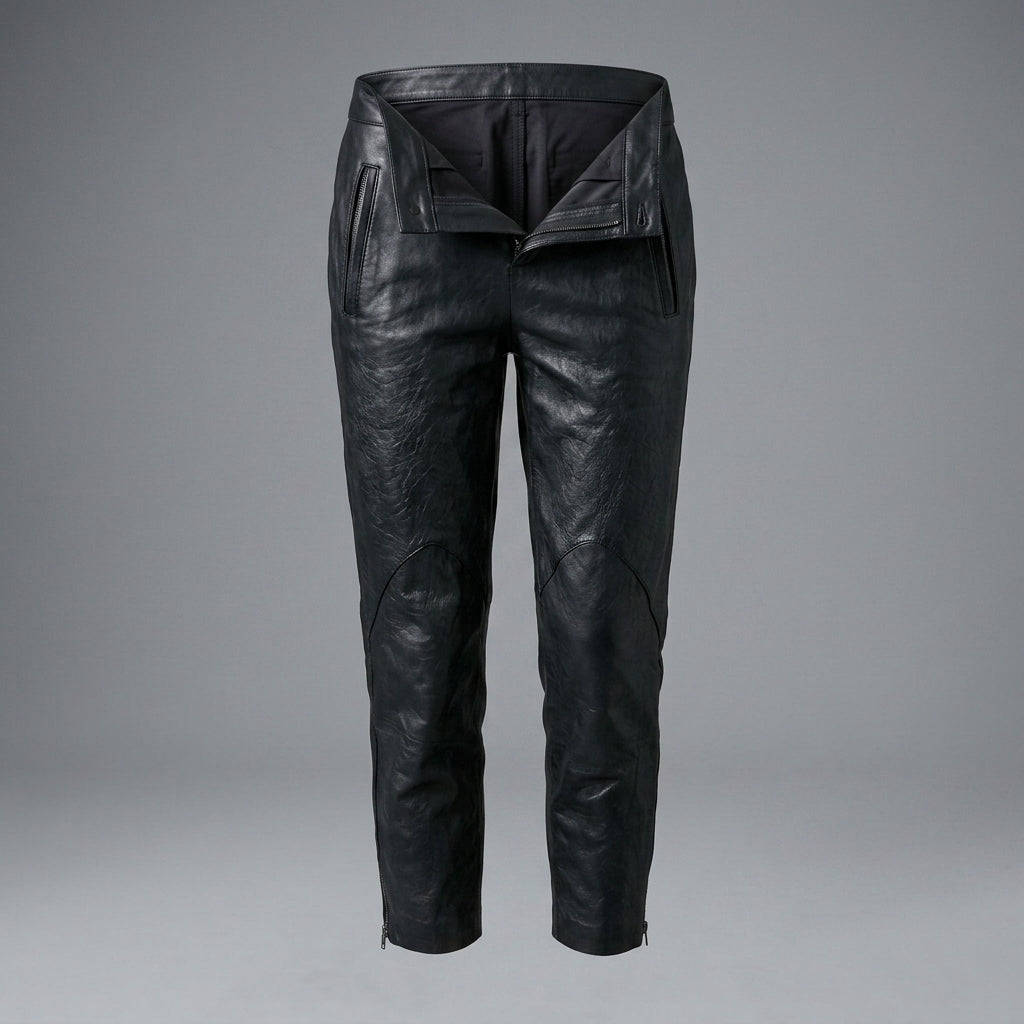 Women's Black Leather Cropped Pants