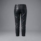Women's Black Leather Cropped Pants