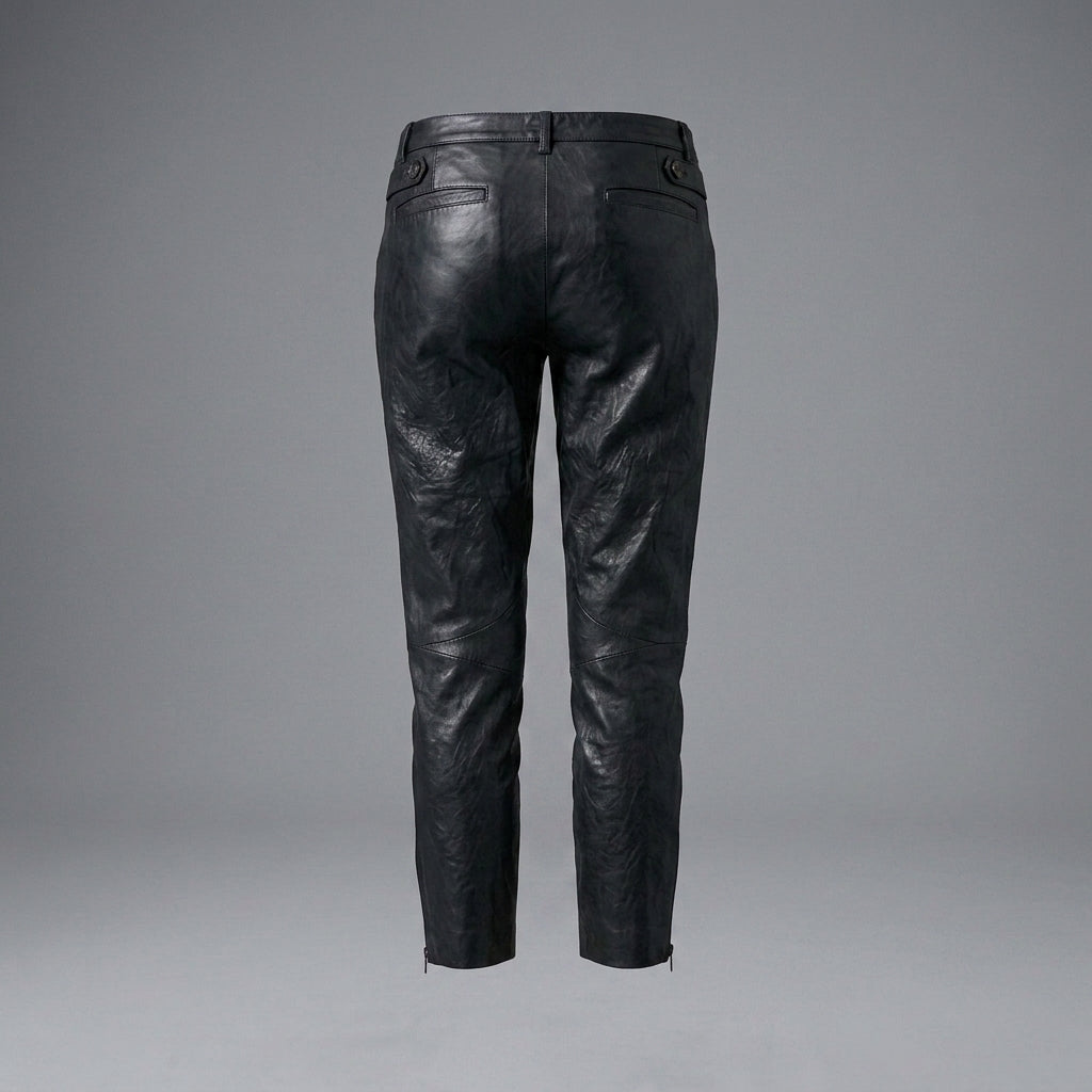 Women's Black Leather Cropped Pants