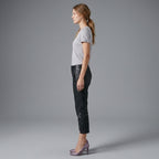 Women's Black Leather Cropped Pants