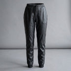 Women's Black Leather Jogger Pants